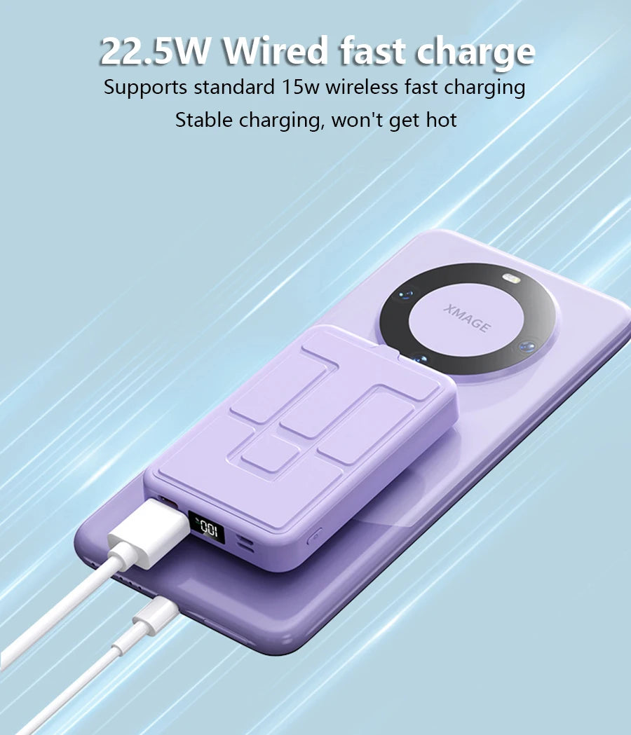 Powerbank 10000mAh Wireless PD15W / PD22.5W Bracket design Power bank Fast charge For Magsafe power bank For Power bank iphone