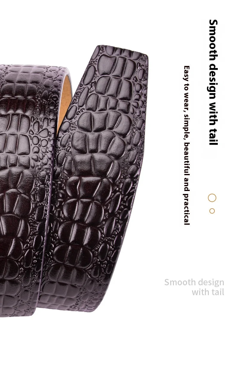 Leather material waistband. Single belt, crocodile pattern belt, casual waist belt, 3.5cm belt