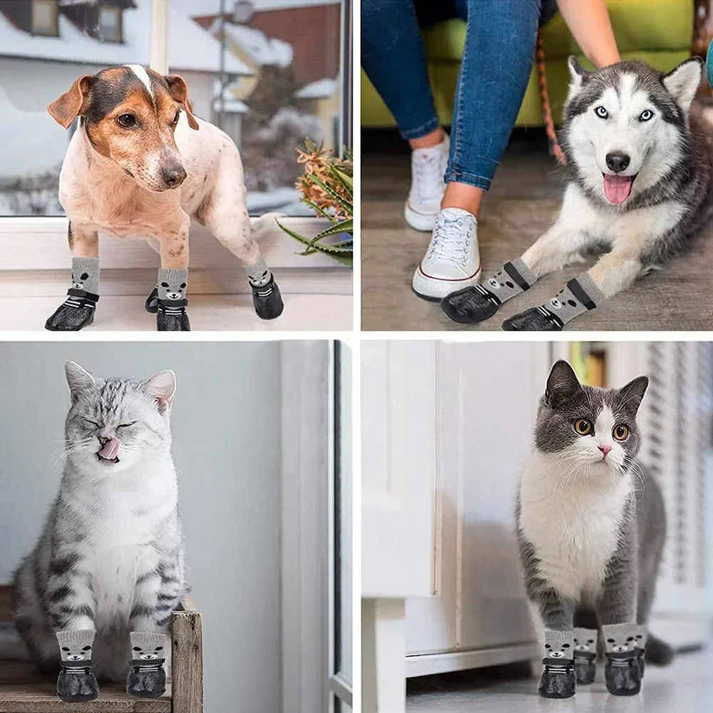 Dog Socks Waterproof Shoes Breathable Sock for Dogs Cats Non-Slip Soles Adjustable Small Dog Paw Socks for Indoor Outdoor