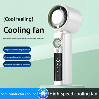 Electric Fan Handheld Fan 199 Gears High Speed Semiconductor Cooling Handheld Fan Mini Portable Folding USB Small Fan
