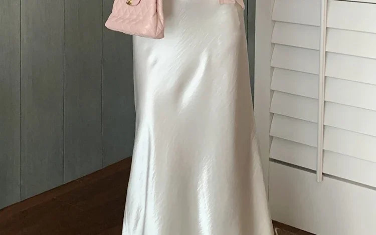 Maternity 2025 New Early Spring Vinegar Satin Covers Strap Slim A-line Long Skirt High Waist Drooping Fish Tail Youth Pregnancy