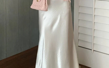 Maternity 2025 New Early Spring Vinegar Satin Covers Strap Slim A-line Long Skirt High Waist Drooping Fish Tail Youth Pregnancy