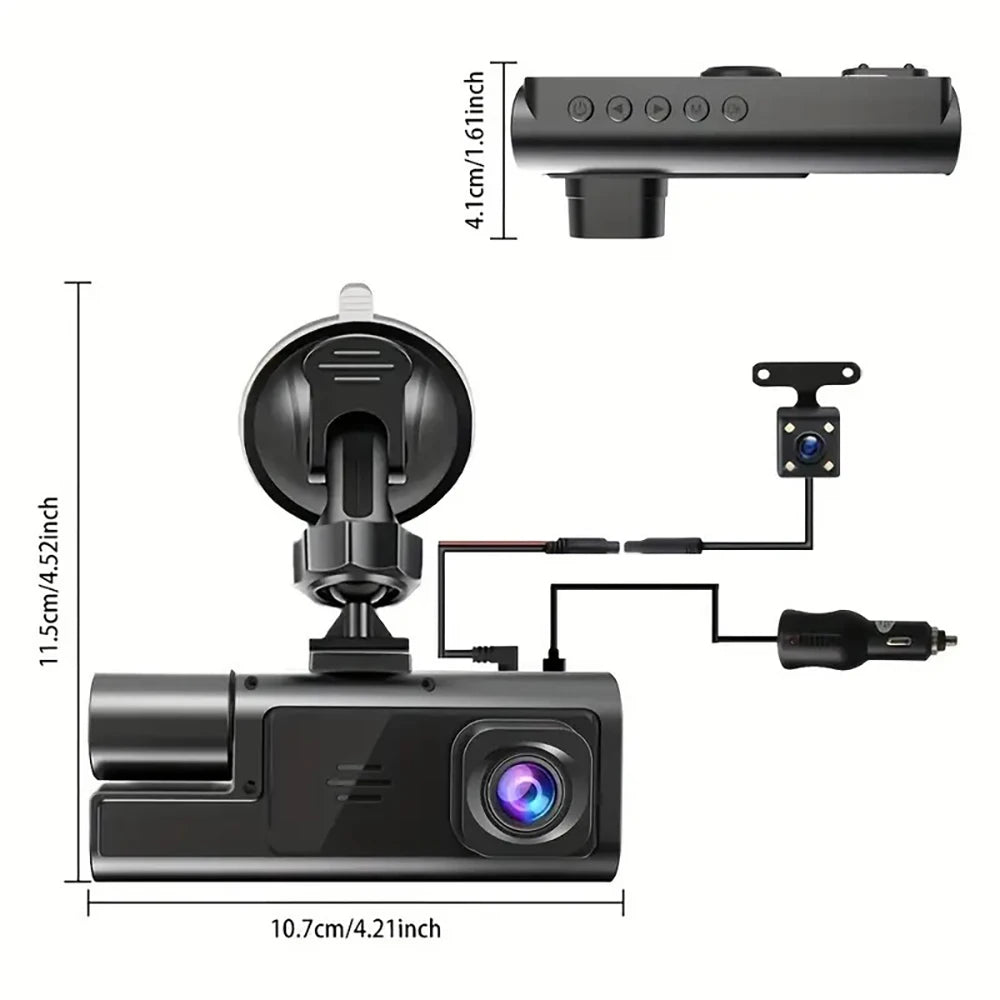 3Camera Dash Cam For Car Camera 1080P Video Recorder WIFI Car DVR 2lens Front Rear View Camera Night Vision Car Accessories