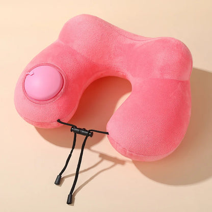 U-shaped Inflatable Travel Pillows Portable Air Pillow Neck Support Cushion Comfortable Sleeping Pillow Press To Inflate Pillow