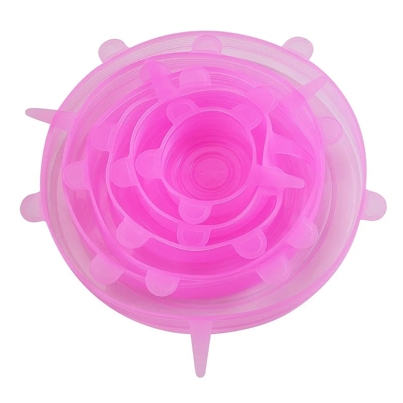 6Pcs Silicone Stretch Lids, Food Bowl Covers, Reusable Food Saving Covers, Retractable Multifunctional Fresh-keeping Lid