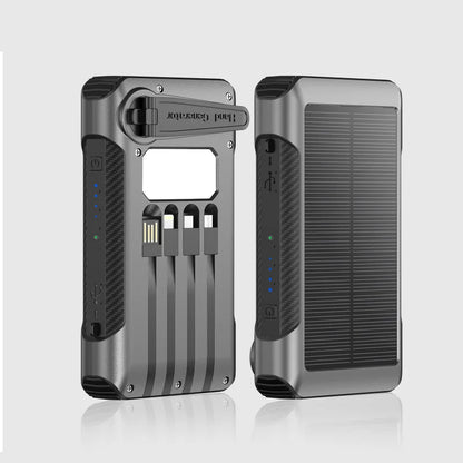 Hand-cranked Solar Power Bank with Four Cables21000mAh Large Capacity Fast Charging Outdoor Emergency Power Bank