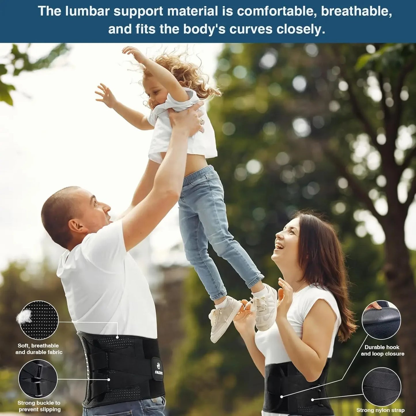 Back Brace For Lower Back Pain, With 4 Metal Supports, Four Elastic Bands, Breathable & Strong Support, Relieve Your Pain