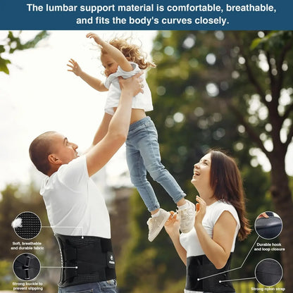 Back Brace For Lower Back Pain, With 4 Metal Supports, Four Elastic Bands, Breathable & Strong Support, Relieve Your Pain