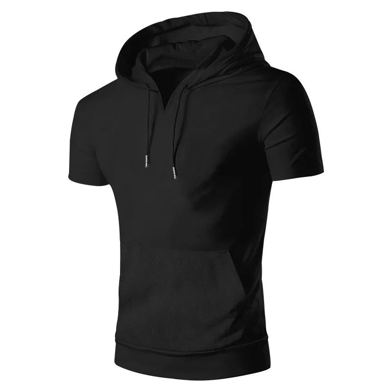 2024 Amazon New Men's Athleisure European and American Hooded Loose Short Sleeves