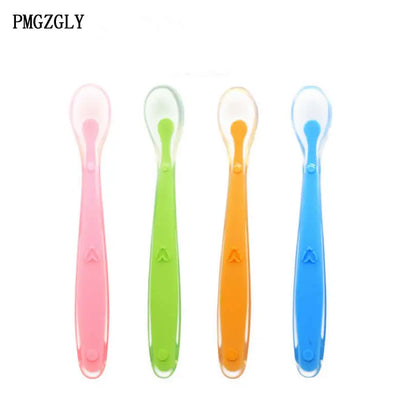 Baby Feeding Spoons Training Children Infant Temperature Sensoning Food Grade Flatware Tableware Cutlery Silicone Spoon With Box