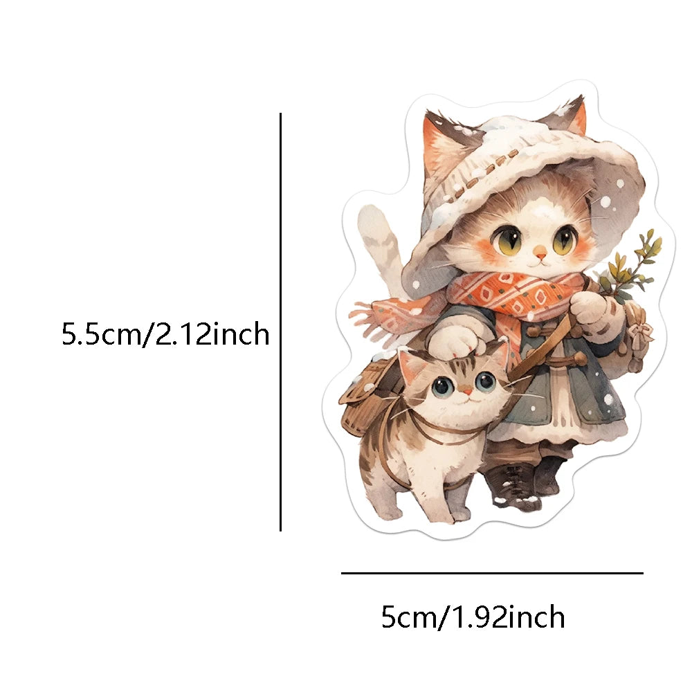 50PCS Creative Winter Animal Cute High Beauty Stickers Phone Cases Handbooks Water Cup Stickers