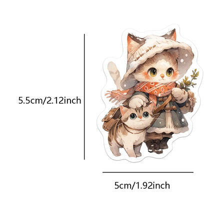 50PCS Creative Winter Animal Cute High Beauty Stickers Phone Cases Handbooks Water Cup Stickers