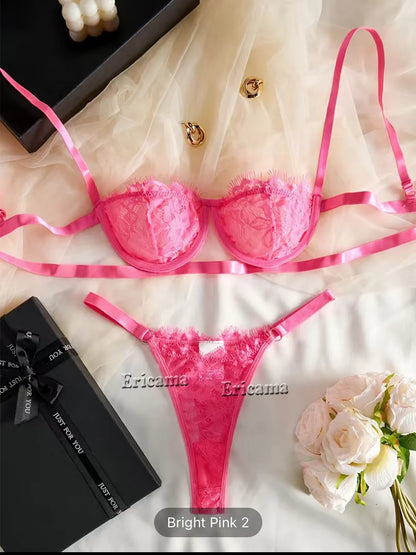 Lingerie Set Women Night Beautiful Sexy 2 Piece Floral Embroidery Underwear Sexy Erotic lingerie underwear Set Erotic Bra set
