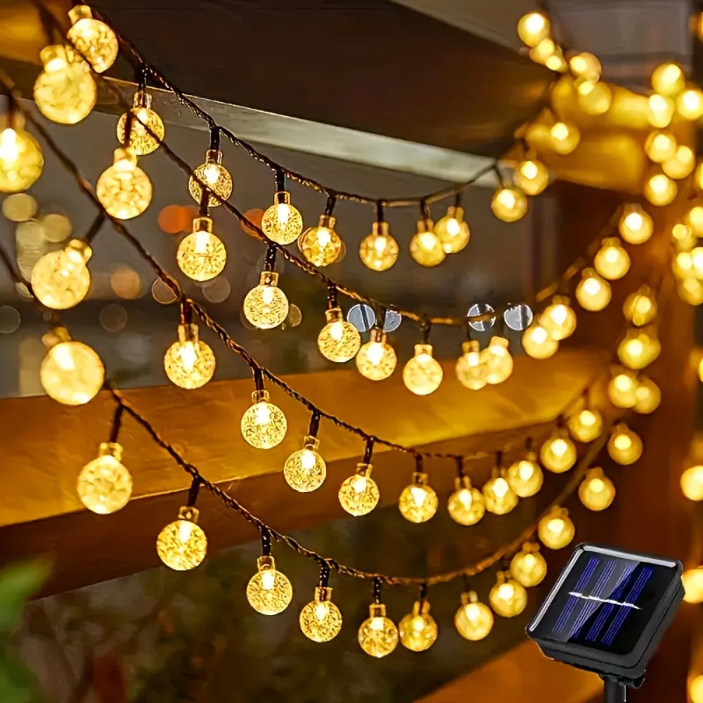 Solar Light String 200LED/100LED/20LED Solar Crystal Light String for Garden, Courtyard, Christmas Festival and Party Decoration