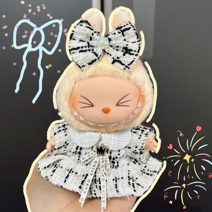 Labubu Clothes Cute Outfit Shirt Set Labubu Designer British Style Clothes Accessories Toy DIY Gifts for 15-17cm Doll
