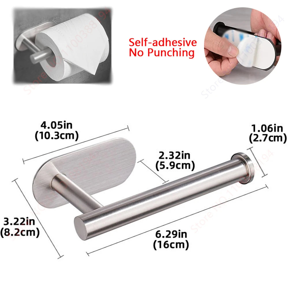Adhesive Bathroom Hardware Accessories Towel Rack Toilet Paper Dispenser Holder Wall Coat Hooks Towel Rail Ring Roll Hanger Set