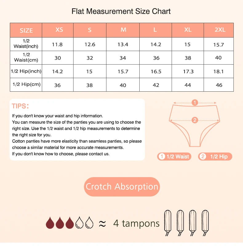 Menstrual Panties for Women Seamless Period Panties Leak Proof Menstrual Briefs Heavy Absorbent Underwear Culotte Menstruelle