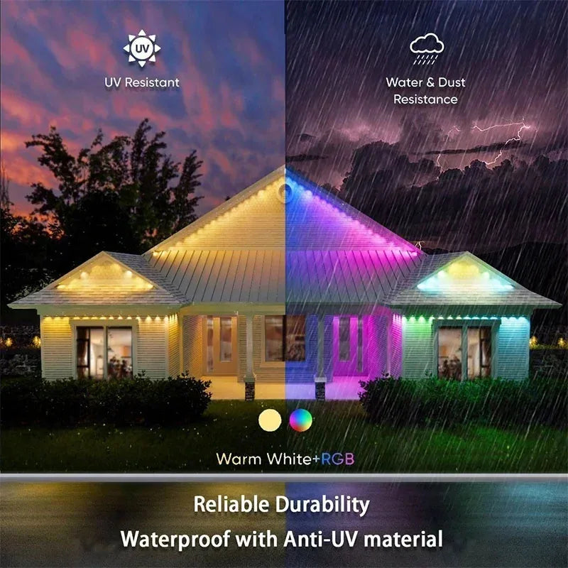 Permanent Outdoor Lights for House Smart Outside Christmas Eaves Light Waterproof Eaves Lights Remote APP Control Music Sync