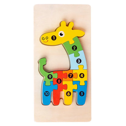 3D Colored Puzzles for Children 2 years old+, Jigsaw, Wooden Toys, Cartoon, Animal, Traffic, Intelligence, Early Education