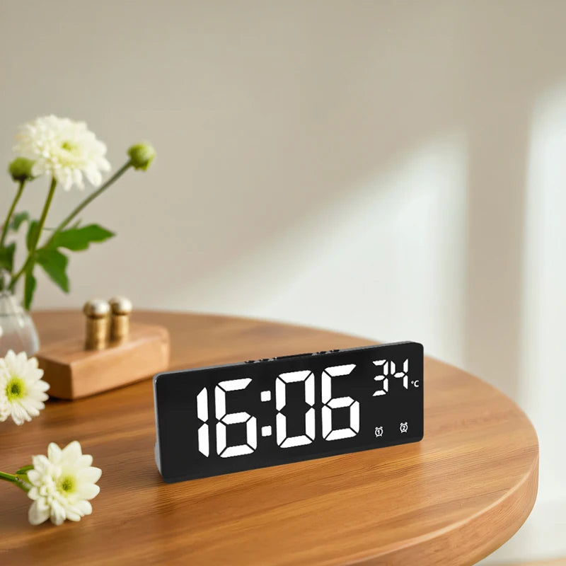 Digital Alarm Clock Travel Clock with Temperature Table Clock Large Display for Bedroom Office Kitchen Home Decoration