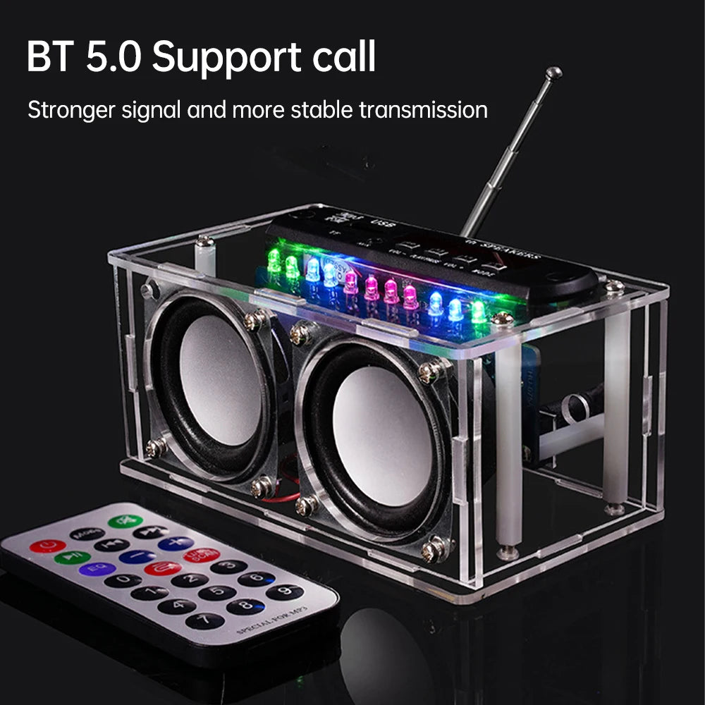 87.5-108MHZ FM Radio Stereo DIY Kit Amplifier Bluetooth Speaker Spectrum Electronic Fabrication DIY Electronic Kit