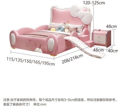 150X200cm Modern Childrens cartoon girl princ ess bed pink queen size bed frame full  double bed complete bedroom furniture