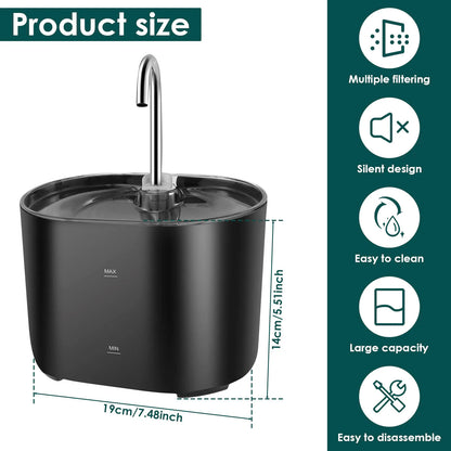 2.2L Cat Water Fountain Drinker USB Electric Mute Automatic Pet Water Dispenser Recirculate Filtering Drinker for Cats Pet