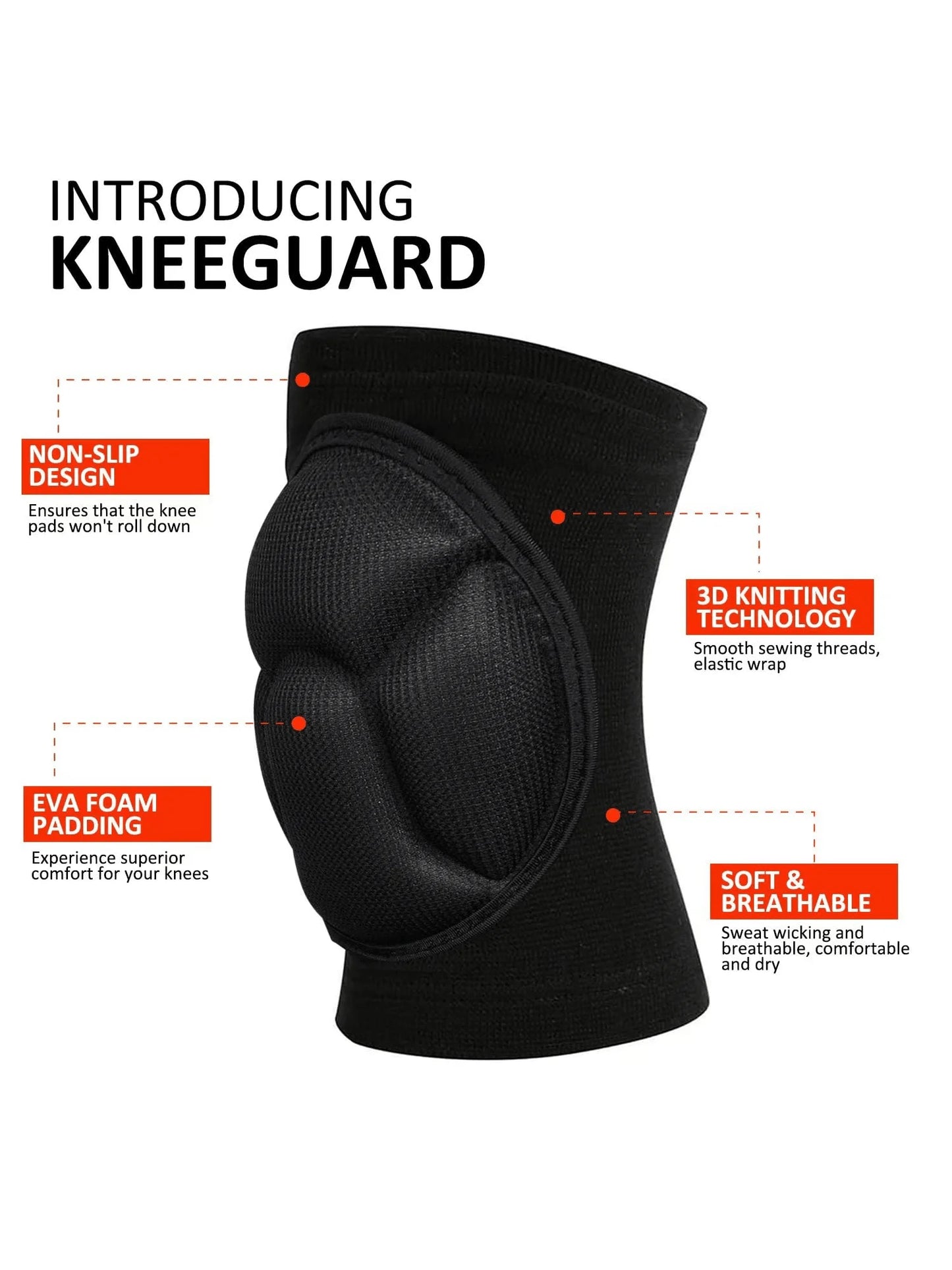 Volleyball Knee Pads for Men Women, Thick Sponge Collision Avoidance Warm, Anti-Slip Knee Sleeve, for Football, Yoga, Dance.