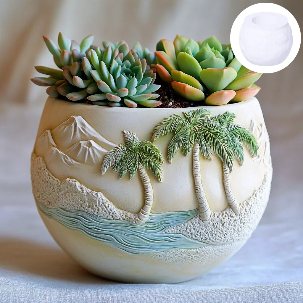 Church relief succulent plant flowerpot resin silicone mold house church storage box mold tower church cross relief gypsum molds