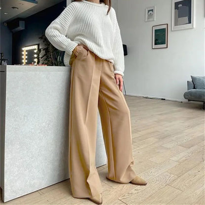 2025 New Women High Waist Casual Wide Leg Pants Long Palazzo Pants Trousers