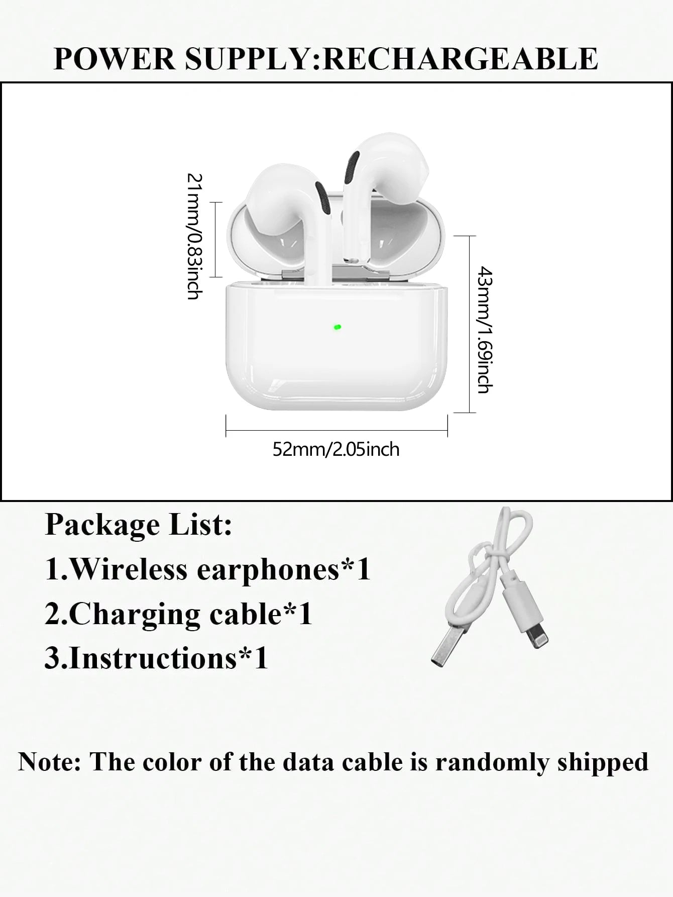 Wireless EarBuds Headphones Fake AirPods with 3 Mic/Space Voice/Shared Audio TWS 5.3 in-Ear Hi-fi Stereo For Iphone