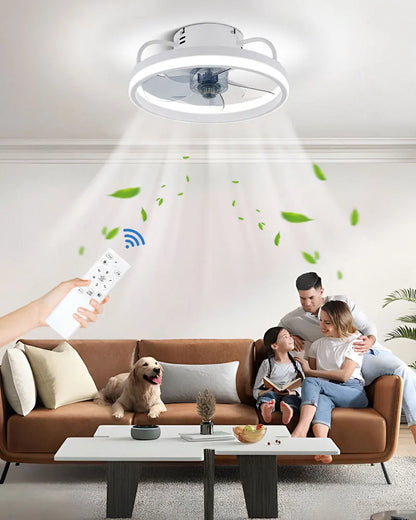 Smart Bedroom Ceiling Fans with Remote Control Low Profile 33CM 55W Dimmable LED Ceiling Fan with Lights  6 Wind Speeds Timing