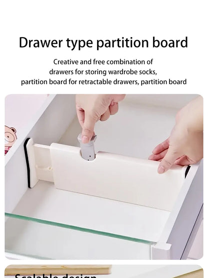 T Drawer Divider Adjustable Home Organization Dividers White Plastic Partition Holder Creative Retractable Drawer Dividers