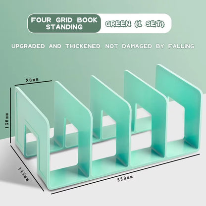 Upgraded Thickened 4-Slot Book Stand Sturdy Large Capacity Organizer for School Supplies Stationery Office Students Desk Tool