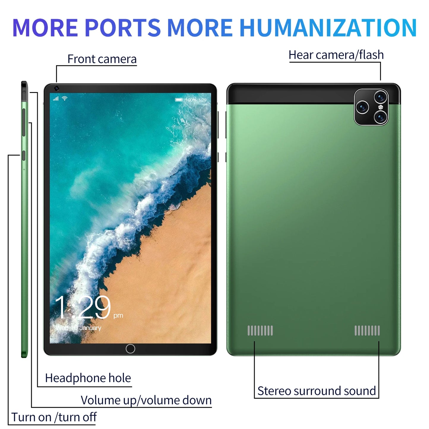 8-inch tablet computer, 2GB+16GB, 1280* 800,4000 mAh battery, dual SIM Wifi, suitable for study, entertainment, office work, etc