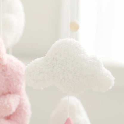 Baby Crib Mobile Rattle Toy 0-12Months Infant Soft Felt Teddy Velvet Pink Bear Bed Bell Hanging Toy Holder Bracket Crib Girl Toy