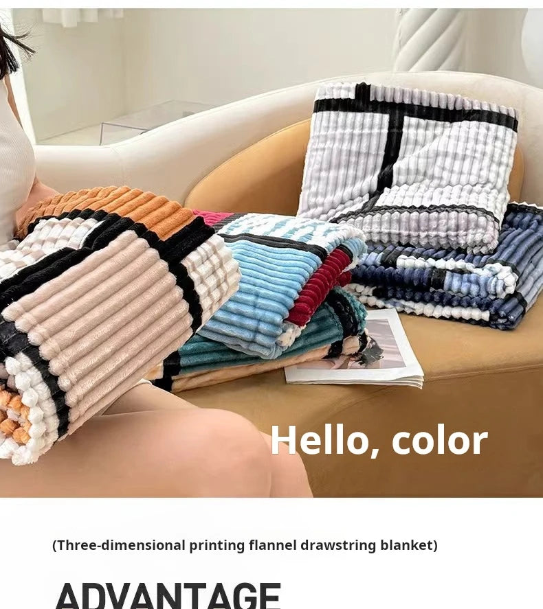 Lightweight Luxurious Warm Sleeping Plaid Milk Down Thin Blanket Multi Color Spring Summer Suitable For Sofas Bedrooms Blankets