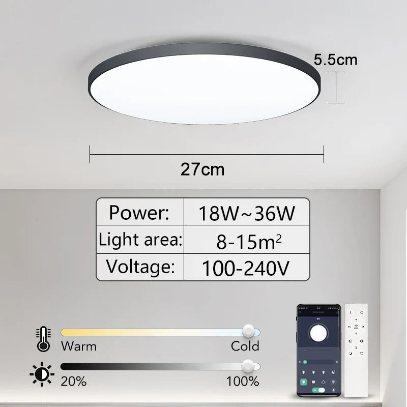 Smart LED Ceiling Light APP Luster Remote Control Appliance 36W 50W 80W interior Home Decor Fixture Bathroom Bedroom