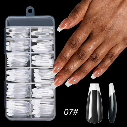 120pcs/Boxed Acrylic French False Nails Multicolor Square Almond Nail Tips Full Cover Removable Mixed Size Press On Nails
