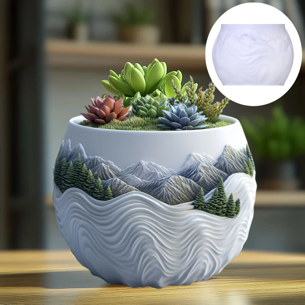 Church relief succulent plant flowerpot resin silicone mold house church storage box mold tower church cross relief gypsum molds