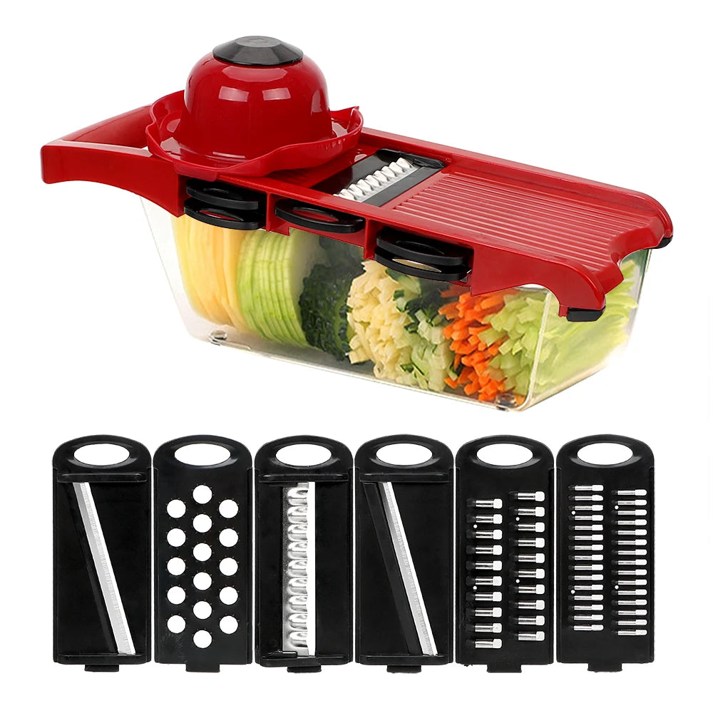 Fruit Cutter Cooking Tool Sets Kitchen Gadget Grater 6 Blades Slicer Vegetable Mandoline Slicer Multi-function