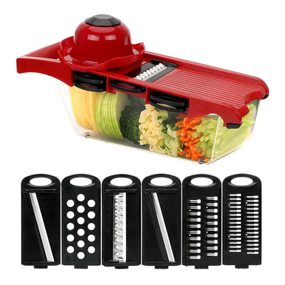 Fruit Cutter Cooking Tool Sets Kitchen Gadget Grater 6 Blades Slicer Vegetable Mandoline Slicer Multi-function
