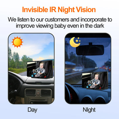 BEPOCAM 7'' Touch Screen Car Rear View Monitor 2K Baby Car Mirror Adjustable View Angle for Infants Kids Pets with Night Vision