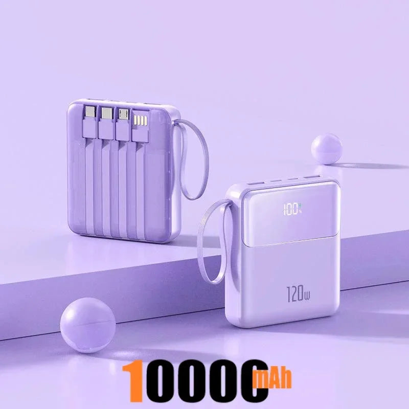 Portable Power Bank 50000mAh 120W Super Fast Charging Mobile External Battery With Four Cable Charger Suitable For iPhone Xiaomi