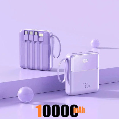 Portable Power Bank 50000mAh 120W Super Fast Charging Mobile External Battery With Four Cable Charger Suitable For iPhone Xiaomi