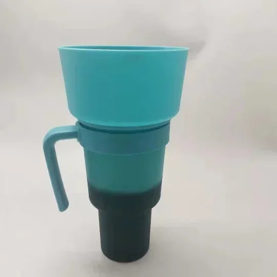 900-1000ml Large Capacity Beverage Popcorn Integrated Multifunctional Straw Cup Bowl Creative Snack Drinks Cup