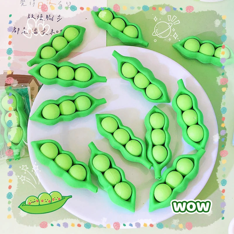 Kawaii stationery items School teacher gift Office Supplies classroom back to school Pea Rubber funny Erasers
