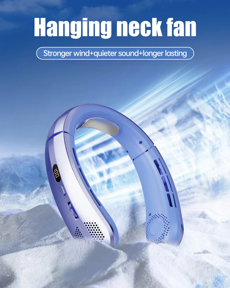 2025 Mini Neck Fan Hanging Neck Fan Portable Leaveless Air Conditioner Digital Display Air Conditioner Charging Neck Fan