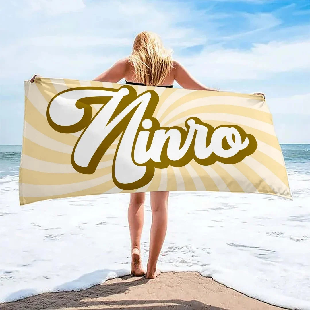 Bohemian Custom Names Beach Towels Stripe Microfiber Towels Absorbent Quick-Drying Soft Yoga Swimming Towels For Men Women Kids