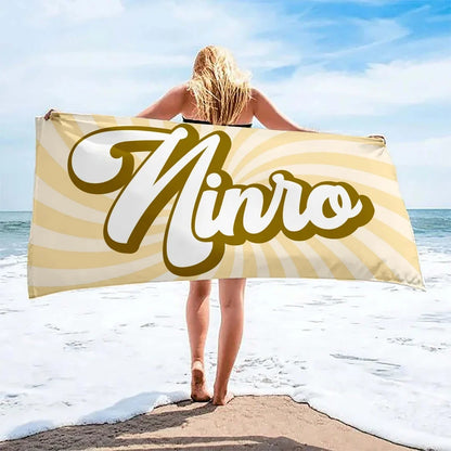 Bohemian Custom Names Beach Towels Stripe Microfiber Towels Absorbent Quick-Drying Soft Yoga Swimming Towels For Men Women Kids